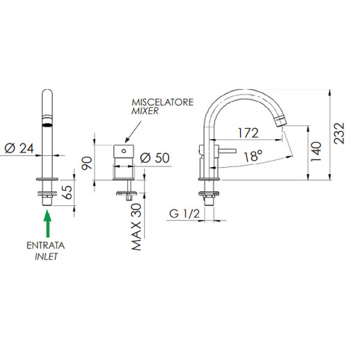 Смеситель для раковины Remer X-Style X57BO Белый матовый латунь