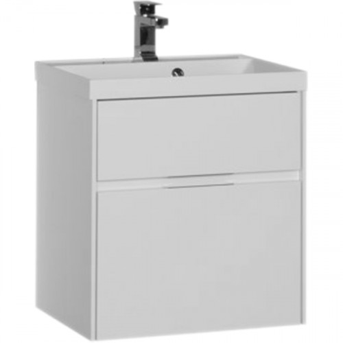 Тумба под раковину Aquanet Латина 60 179934 подвесная 2 ящика Белая МДФ / ЛДСП