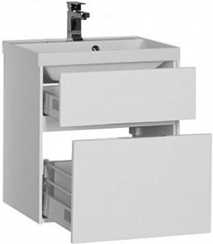 Тумба под раковину Aquanet Латина 60 179934 подвесная 2 ящика Белая МДФ / ЛДСП