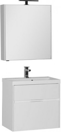 Тумба под раковину Aquanet Латина 60 179934 подвесная 2 ящика Белая МДФ / ЛДСП