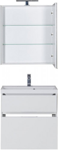 Тумба под раковину Aquanet Латина 60 179934 подвесная 2 ящика Белая МДФ / ЛДСП