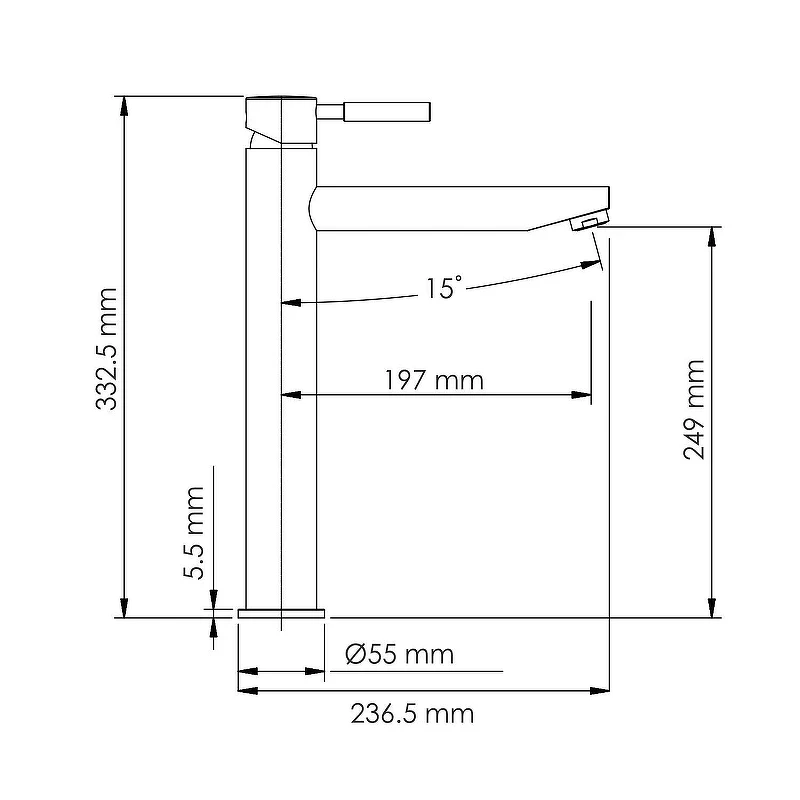 Смеситель для раковины WasserKRAFT Gollach 3303H Черный матовый латунь