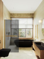 Душевая перегородка Maybah Glass MGD-724-3ш 690x1950 в широком профиле Золото стекло графитовое матовое
