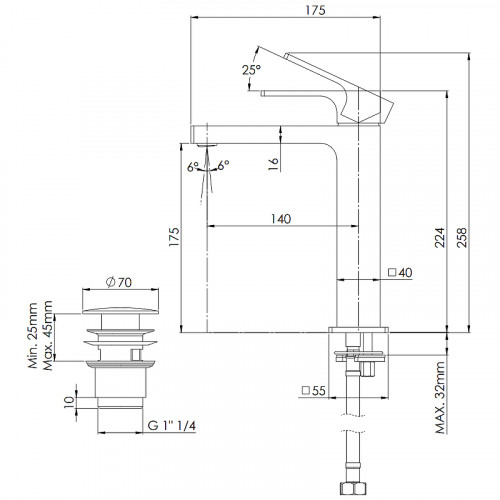 Смеситель для раковины Remer Absolute AU10ACC Хром латунь