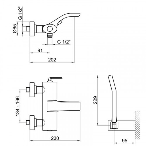 Смеситель для ванны Webert Wolo WO850101564 Черный матовый на стену