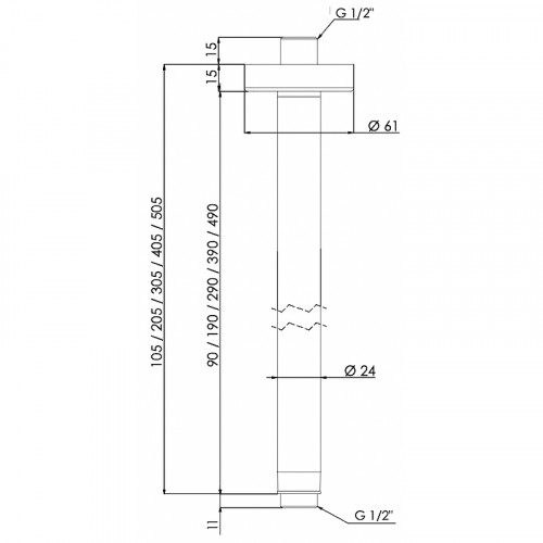 Кронштейн для верхнего душа Remer 347N30NO Черный матовый латунь на потолок