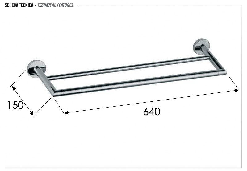 Полотенцедержатель Remer Guest GS33BG двойной цвет Золото брашированное