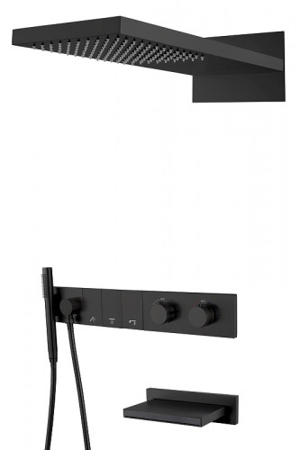 Душевая система Boheme Zodiac 133-2-B с термостатом цвет Черный матовый