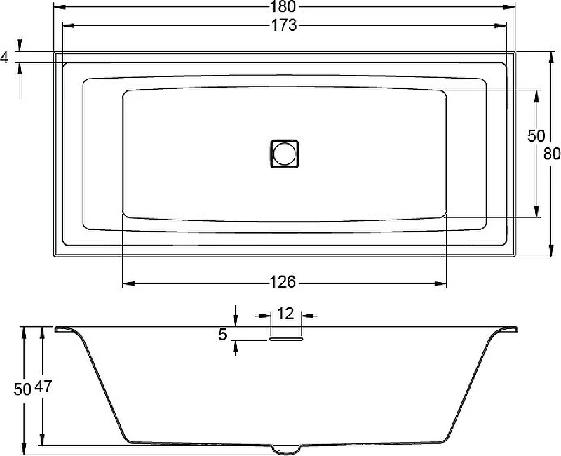 Акриловая ванна Riho Still Square 180х80 B099003005 (BR0100500K00130) LED R без гидромассажа