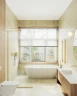 Душевая перегородка Maybah Glass MGD-690-3у 890x1950 в узком профиле Золото стекло сатиновое