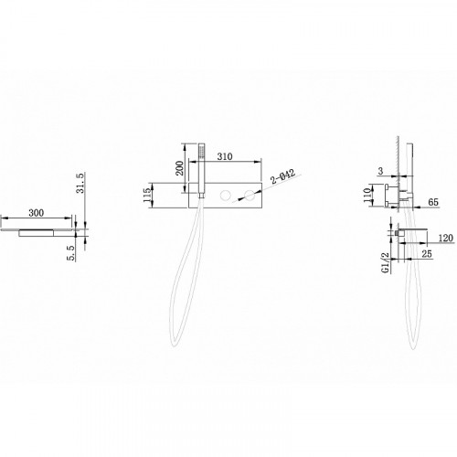 Смеситель для ванны Abber Rund AF8731NG Никель латунь встраиваемый