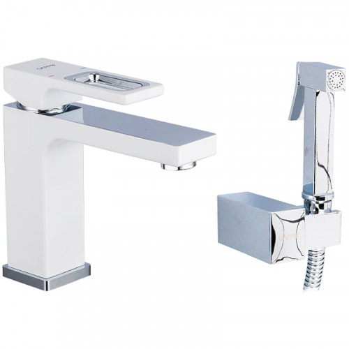 Смеситель для раковины Gappo G17-8 G1017-1 с гигиеническим душем Белый Хром латунь