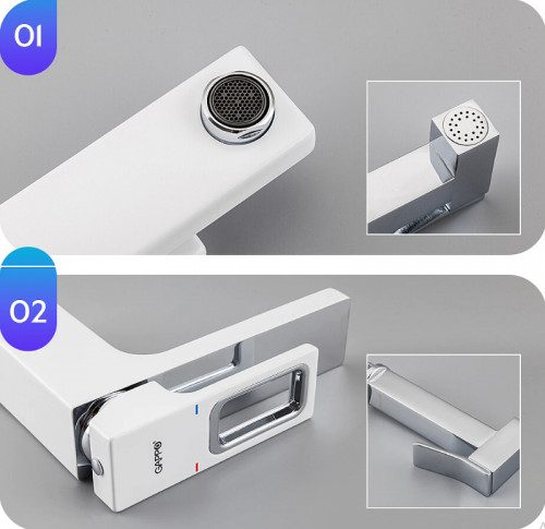 Смеситель для раковины Gappo G17-8 G1017-1 с гигиеническим душем Белый Хром латунь