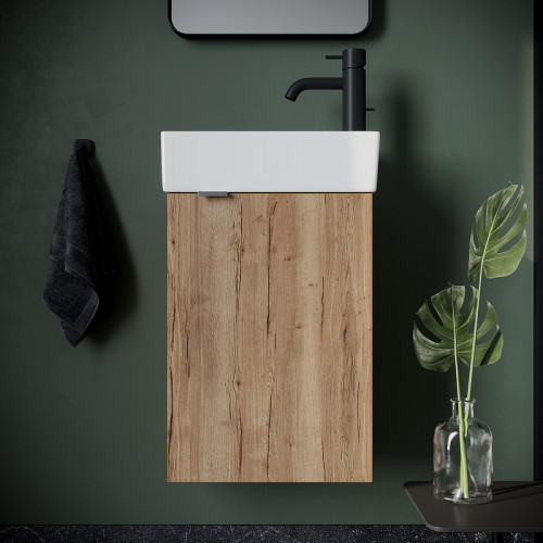 Тумба под раковину Sancos Mini 37 R MN35EGR подвесная Дуб Галифакс натуральный МДФ / ЛДСП