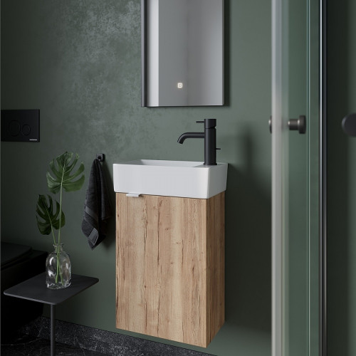 Тумба под раковину Sancos Mini 37 R MN35EGR подвесная Дуб Галифакс натуральный МДФ / ЛДСП