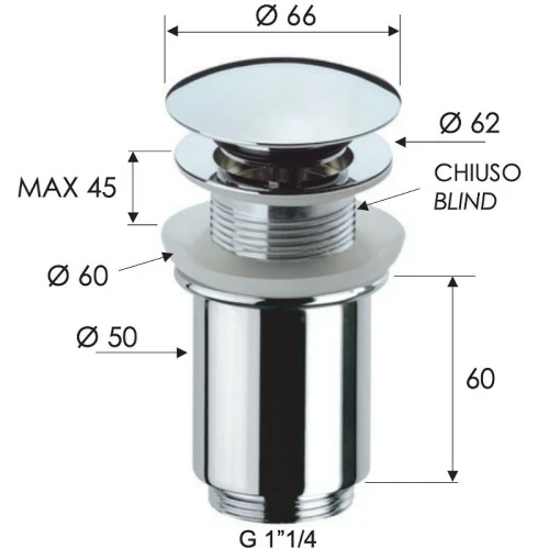 Донный клапан Remer 904CC114NPO click-clack Никель матовый брашированный
