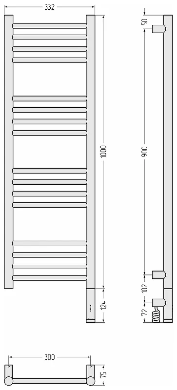 Электрический полотенцесушитель Сунержа Богема 3.1 прямая 100x30 00-6005-1030 Без покрытия