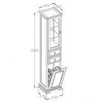 Шкаф пенал Opadiris Риспекто 40 R 00-00005837 с бельевой корзиной Слоновая кость МДФ / ЛДСП, массив дерева, стекло