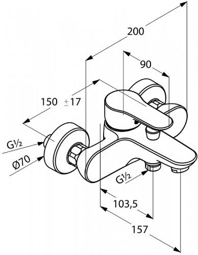 Смеситель для ванны Kludi Objekta 326530575 Хром латунь на стену