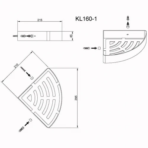 Полка корзина Azario AZ-160 угловая цвет Хром