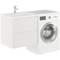 Тумба с раковиной Creto Cafor 130 L 19-W130L подвесная Белый глянец МДФ / ЛДСП
