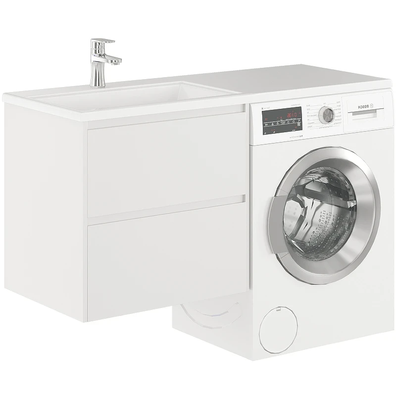 Тумба с раковиной Creto Cafor 130 L 19-W130L подвесная Белый глянец МДФ / ЛДСП