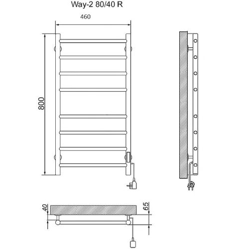 Электрический полотенцесушитель Ника Way-2 80/40 Хром нержавеющая сталь