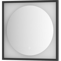 Зеркало Defesto Eclipce 60х60 DF 2221S с подсветкой 12W-4500К/в багетной раме/Сенсорный выключатель/Нейтральный белый свет/Черная рама