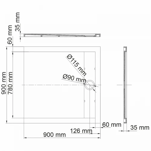 Душевой поддон из искусственного камня WasserKRAFT Mindel 90х90 85T03 Белый матовый