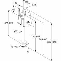 Смеситель для ванны Kludi Nova Fonte Puristic 205903915 Черный матовый латунь на пол