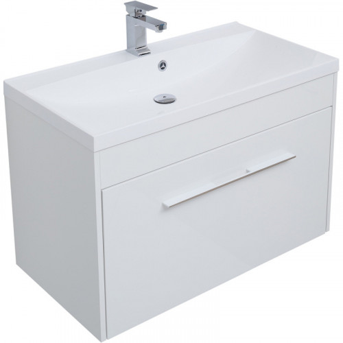 Тумба под раковину Aquanet Августа 90 274019 подвесная Белый глянец МДФ / ЛДСП