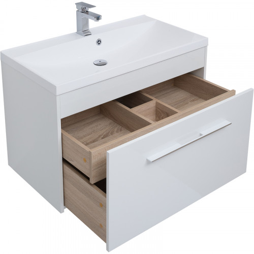 Тумба под раковину Aquanet Августа 90 274019 подвесная Белый глянец МДФ / ЛДСП