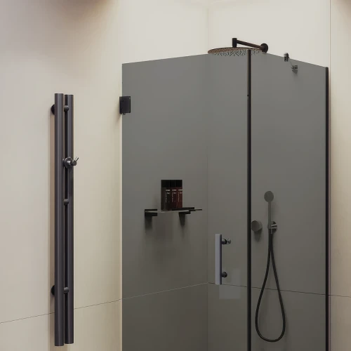 Душевой уголок Maybah Glass MGY-1309-6 1000x1000x1950 на петлях Черный стекло графитовое