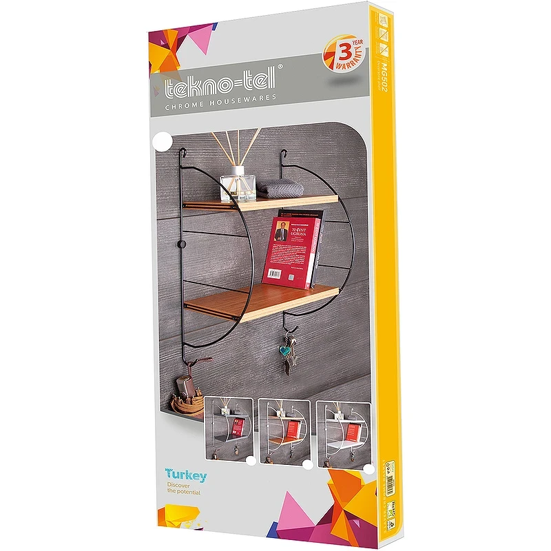 Полка Tekno-tel MG502 Черная матовая Светлое дерево