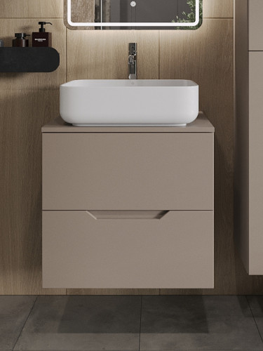 Тумба с раковиной Orange Line 60 Li-60TuLMDF+B05-500W подвесная Латте матовый МДФ / ЛДСП