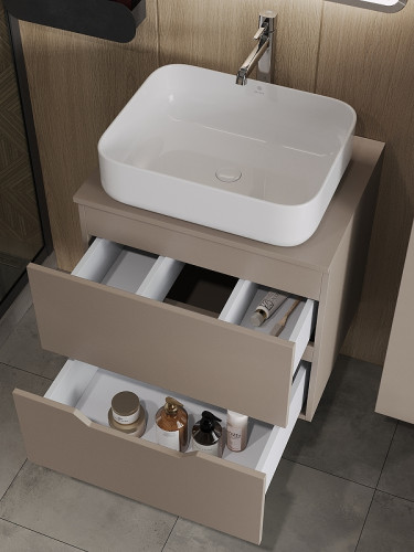 Тумба с раковиной Orange Line 60 Li-60TuLMDF+B05-500W подвесная Латте матовый МДФ / ЛДСП