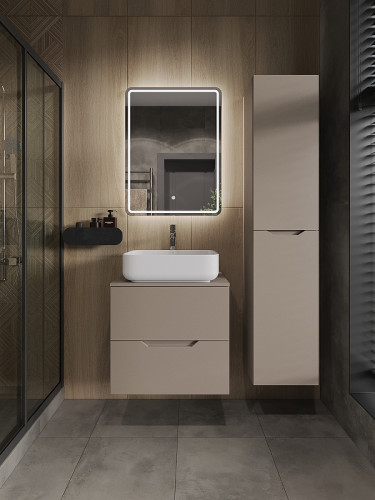 Тумба с раковиной Orange Line 60 Li-60TuLMDF+B05-500W подвесная Латте матовый МДФ / ЛДСП