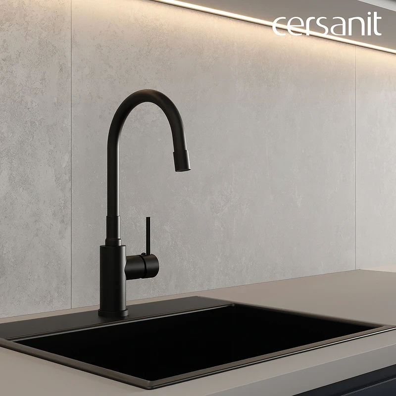 Смеситель для кухни Cersanit Melar 68234 цвет Черный матовый