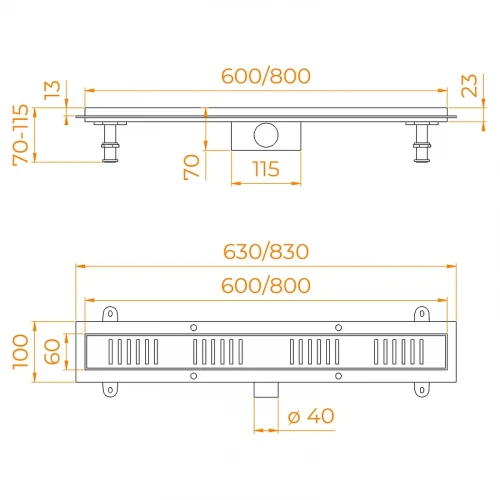 Душевой лоток RGW SDR-34B-80 64213480-04 с Черной решеткой