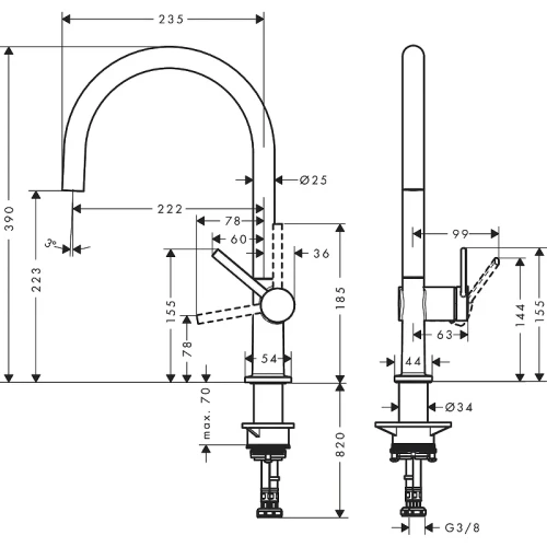 Смеситель для кухни Hansgrohe Talis M54 72804000 Хром латунь