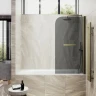 Шторка для ванны Maybah Glass MGV-791-2 800х1400 поворотная на монопетле с полотенцедержателем Бронза стекло графитовое