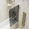 Шторка для ванны Maybah Glass MGV-791-2 800х1400 поворотная на монопетле с полотенцедержателем Бронза стекло графитовое
