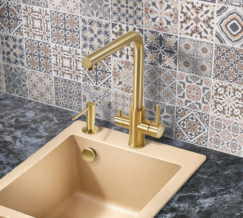 Смеситель для кухни Milacio Ultra MCU.553.GD Золото брашированное нержавеющая сталь