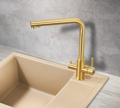 Смеситель для кухни Milacio Ultra MCU.553.GD Золото брашированное нержавеющая сталь
