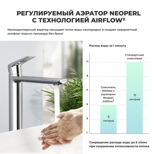 Смеситель для раковины Wellsee ICON! for life 182306000 цвет Хром