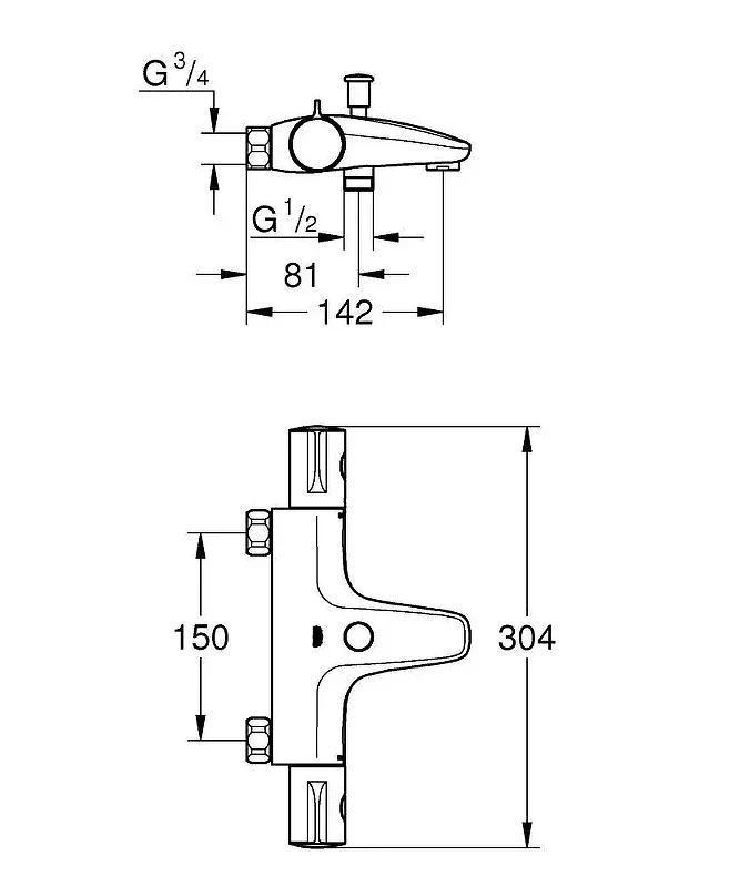 Смеситель для ванны Grohe Grohtherm 800 34754000 с термостатом цвет Хром