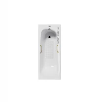 Чугунная ванна Vinsent Veron Concept 150x70 VCO1507042H/VH0012GD-AS цвет Белый с квадратными золотыми ручками и антискользящим покрытием