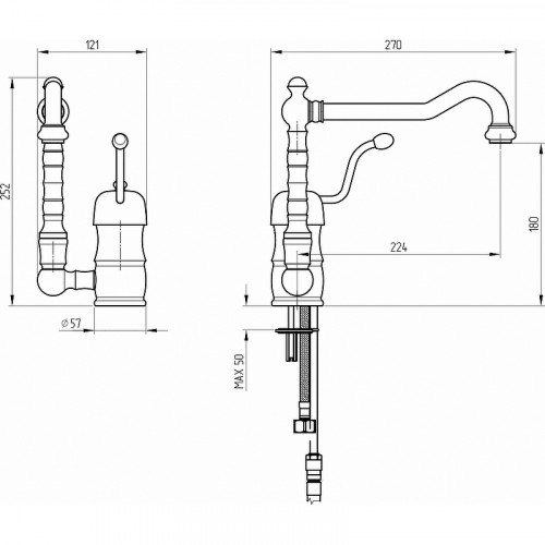 Смеситель для кухни Migliore Queen Nostalgia 18282 Золото латунь