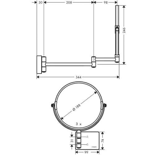 Косметическое зеркало Hansgrohe AddStoris 41791700 цвет Белый матовый