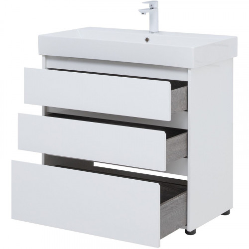 Тумба под раковину Aquanet Nova Lite 85 302475 Белый глянец МДФ / ЛДСП